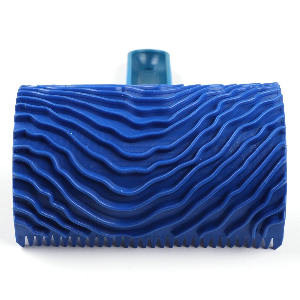 Blue Rubber Wood Grain Paint Roller with Handle Wood Texture Roller Handmade Clear Portable Practical DIY Graining Painting Tool