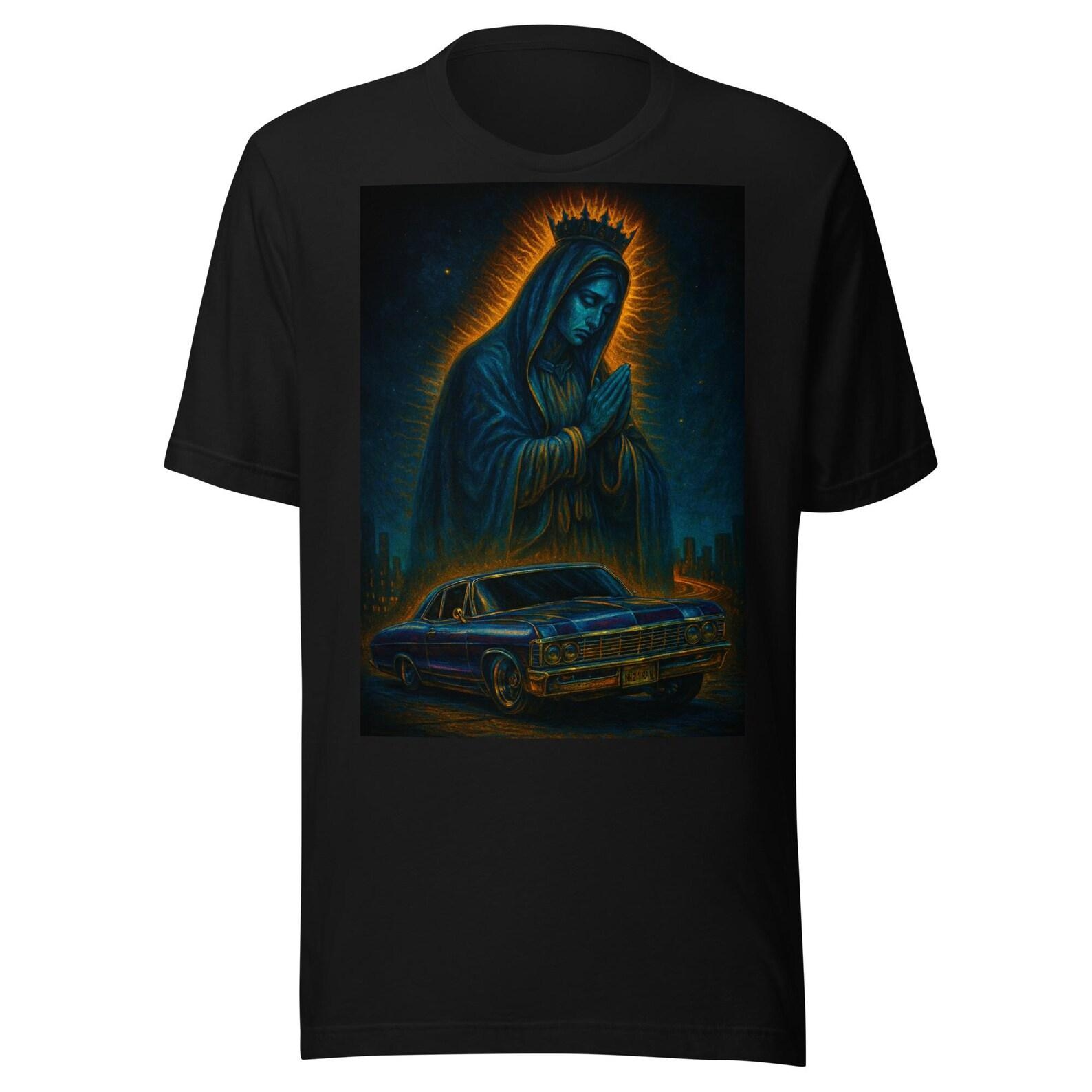 Virgen de Guadalupe Lowrider – Arte Chicano Nocturno Unisex t-shirt L