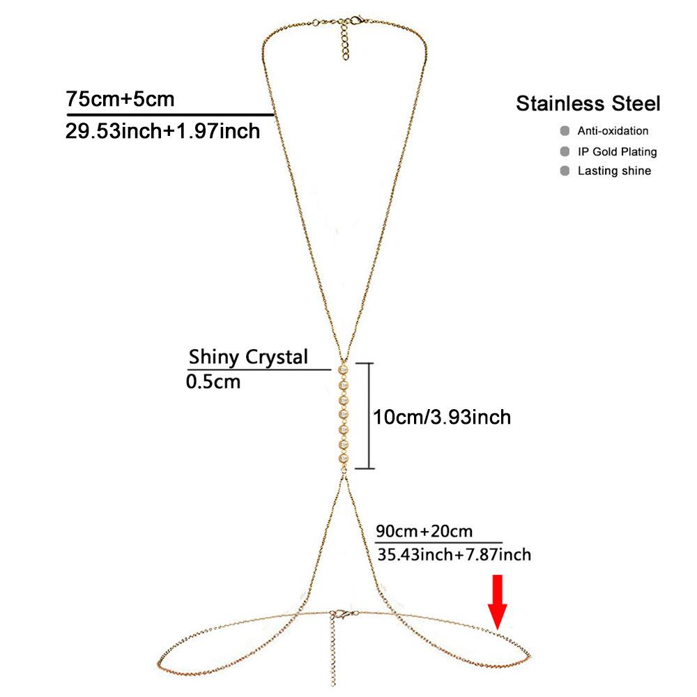Sexy European & American Crystal Waist & Bikini Chest Chain - Creative Stainless Steel Body Chain Jewelry