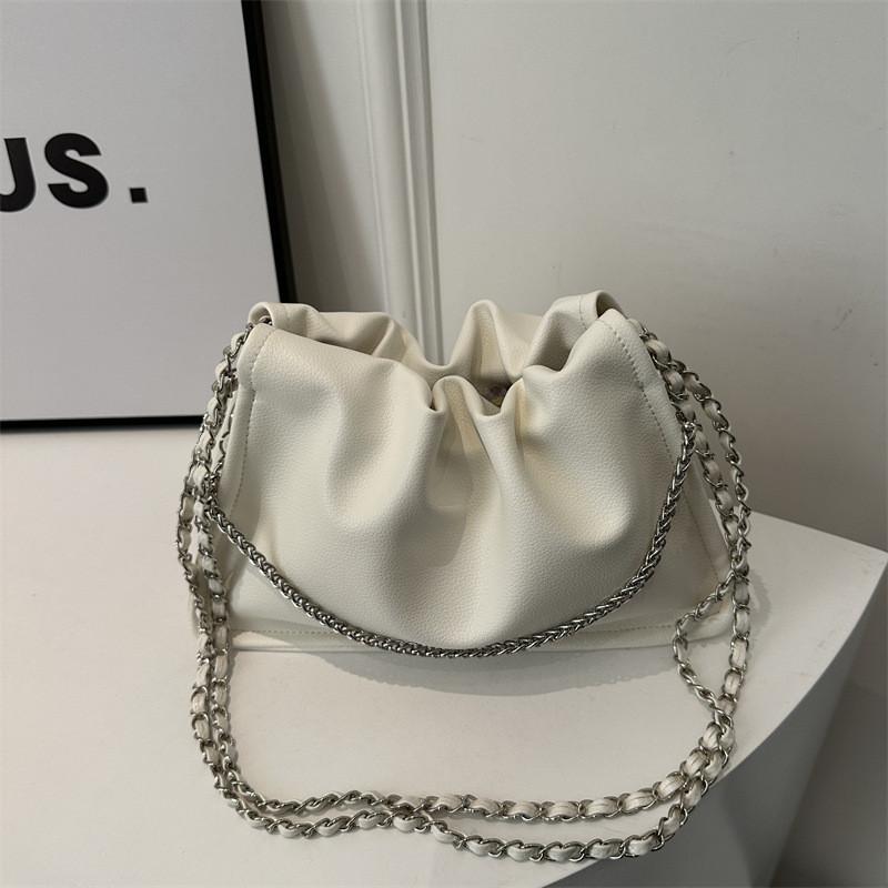 Stylish Cloud Bag For Women In Black White Brown And Silver With Soft Pu Material
