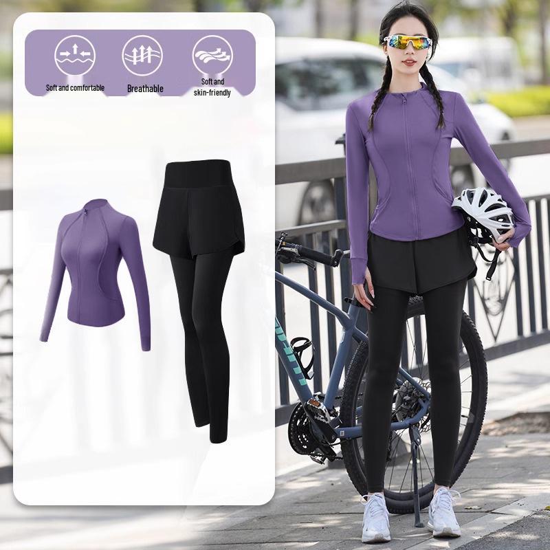 Women's Quick-Dry Long Sleeve Sports Set - Spring Fitness Cardigan for Outdoor Activities
