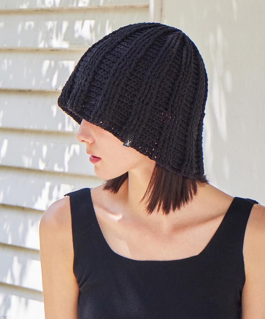 Bajal Va Label Crochet Wave Bucket Hat Black