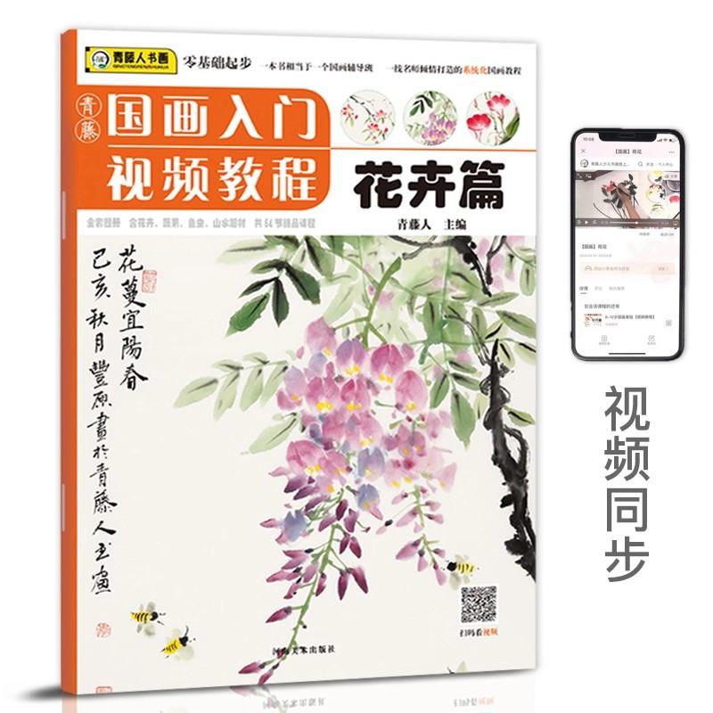 Qingteng Bok Kinesisk Målning Introduktion Videokurs Blomsteravsnitt Nollbaserad Kopiering Konst Träning Lärobok
