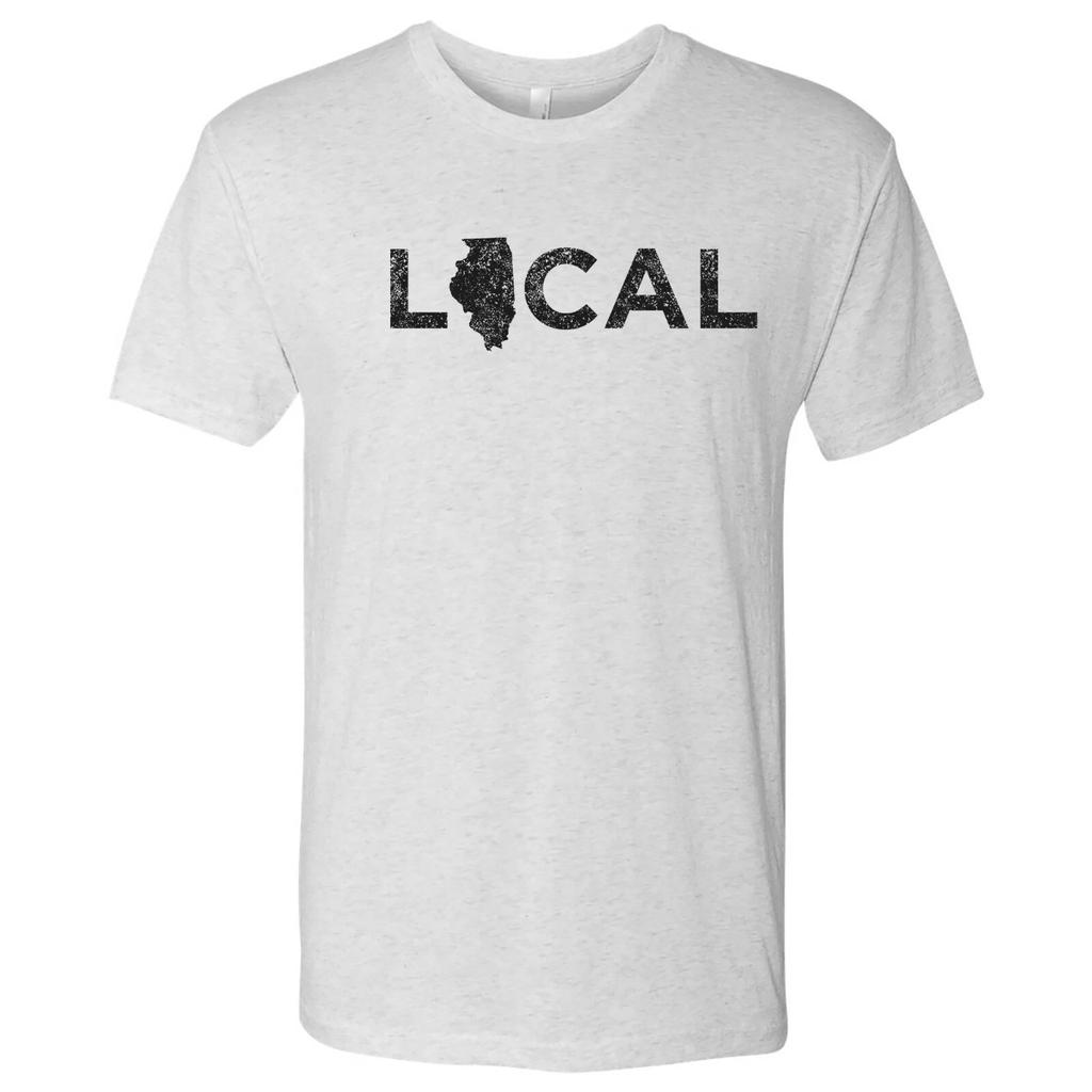 Illinois Local - USA State Pride Canvas Triblend T Shirt - Heather white