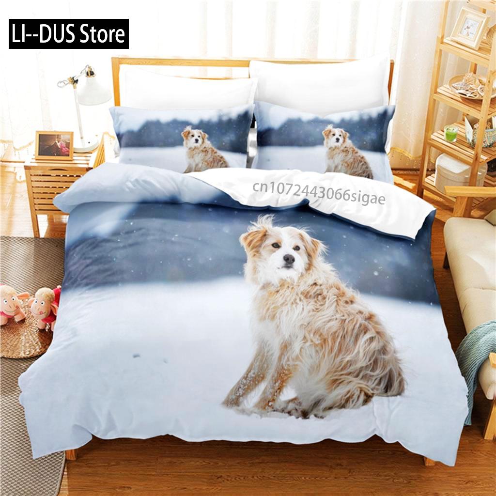 Schneehund Bettwäsche Set Bettbezug Set 3D Bettwäsche Digitaldruck Queen Size Bettwäsche Set Mode Design