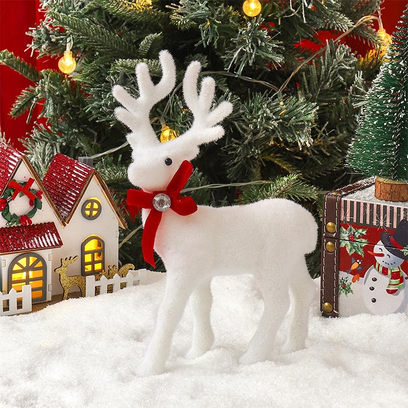 S/M/L White Reindeer Christmas Ornaments Decoration Christmas Tree Pendants Xmas Elk Home Decor Navidad Natal Gift