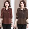 Spring Fashion Casual Polo Neck Base Shirt for Middle-aged Mothers (Ages 40-49)