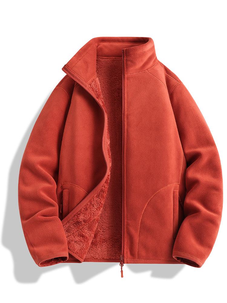 Unisexová fleecová bunda se stojáčkem - Kardigan z jehněčího rouna na podzim a zimu, K dispozici s vlastním logem