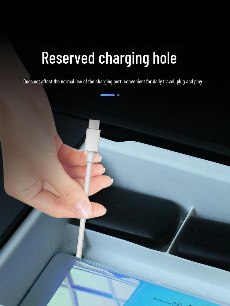 Double-Layer Storage Box & Glasses Holder for Tesla Refreshed Model Y/M3/YL Center Console