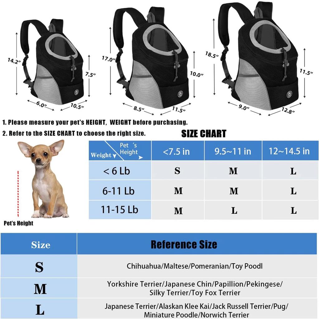Hund Schulterträger Rucksäcke Bequemer Hunde Frontrucksack Haustier Welpen Tragetaschen für Radfahren Wandern Camping Hundetransporttasche