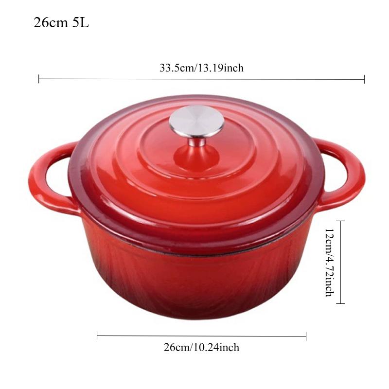Enameled Dutch Oven Pot with Lid 5L Enamel Soup Pot Soup Cooking Pot Cast Iron Dutch Oven with Dual Handles for Bread Baking