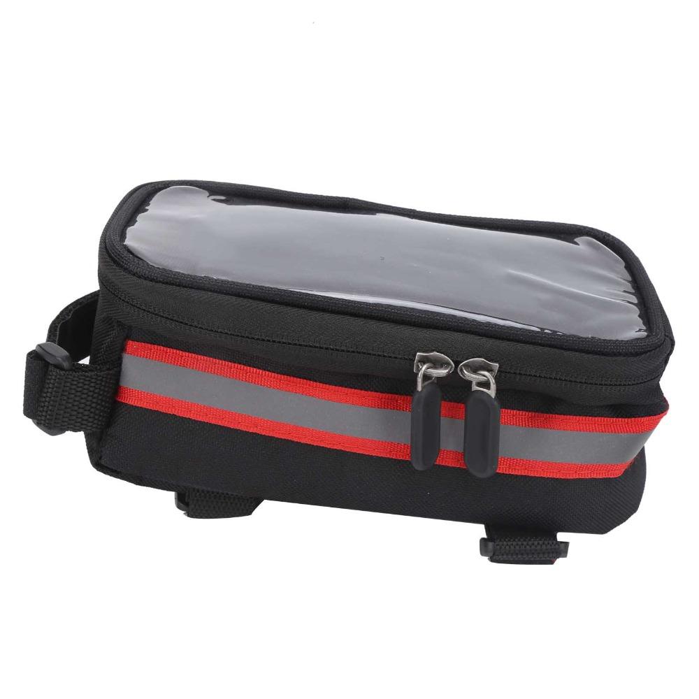 Hook and Loop Straps Bicycle Phone Bag 600D Nylon , TPU Bike Top Tube Bag  Cycling Gear Carrying