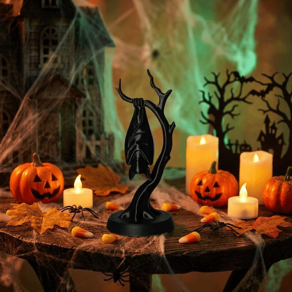 3D Printed Hanging Bat Branch Statue Black Gothic Tabletop Decor Sculpture  Home Decor