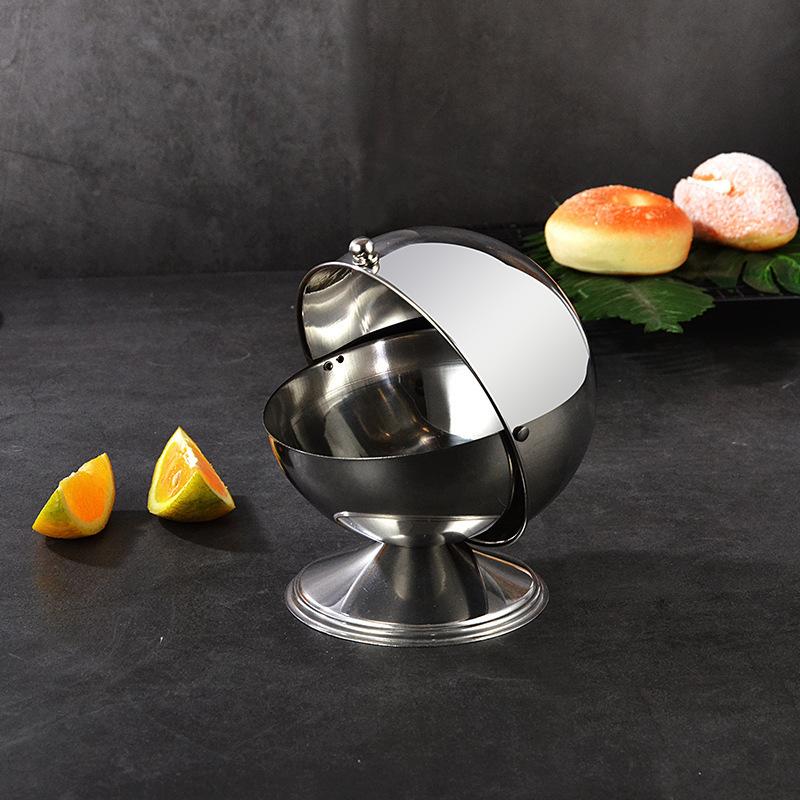 High Quality Home Stainless Steel Kitchen Spherical Sugar Bowl Seasoning Bottle Spice Tank Can Flip Kruidenpot Tarro De Especias