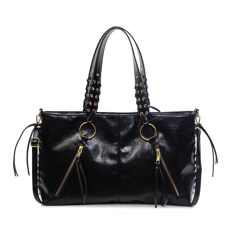 

High-quality High-capacity Commuting Shoulder Bag Female Niche Woven Rope Tote Simple All-matching Travel Handbag 42x10x27 чёрный