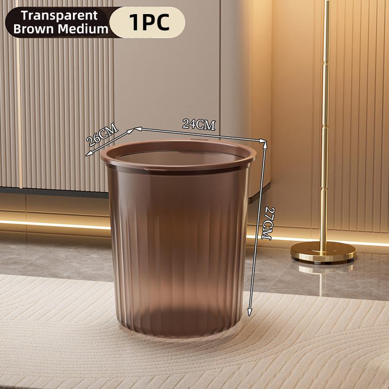Large Household Plastic Transparent Garbage Bin High Aesthetic Pressure Ring Thick Paper Basket Kitchen Bathroom Living Room