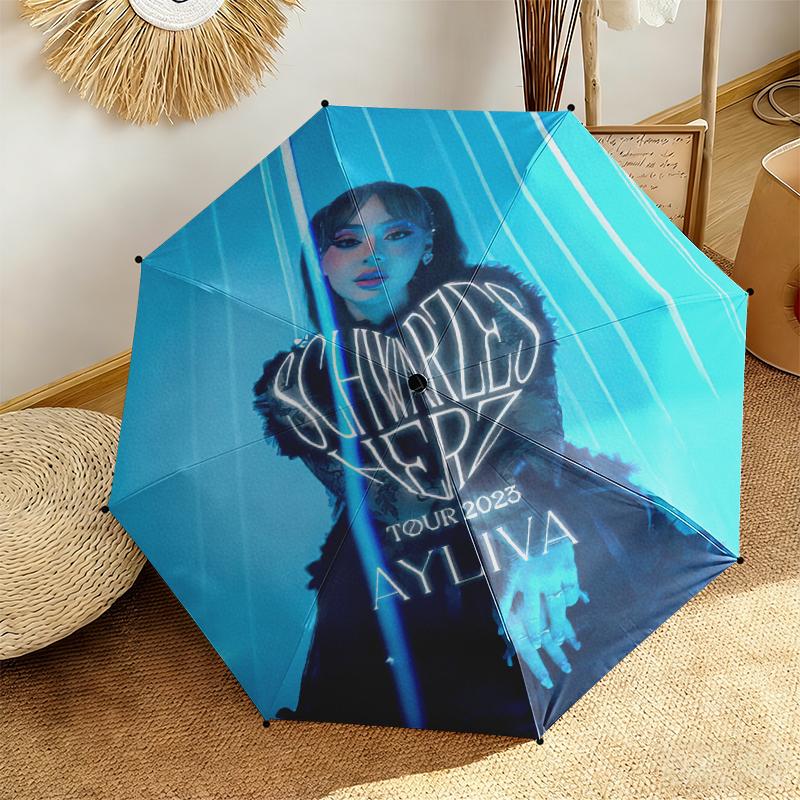 1pc Ayliva Exquisite Poster Art Umbrella Portable Folding Umbrella Iron Frame Hole Bone Structure Outdoor Home Umbrella