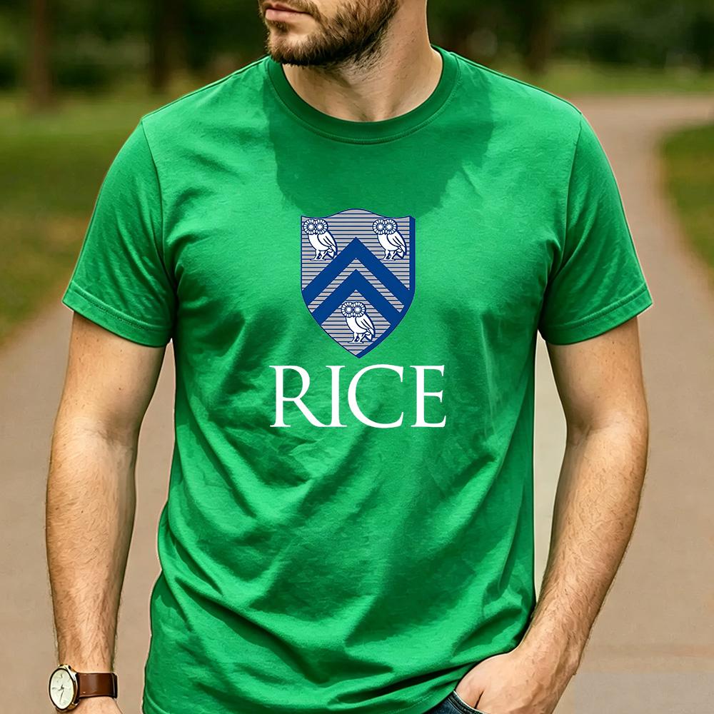 Vintage Rice University Houston Owl Shield Crest Aesthetic Graphic T Shirt Unisex Crew Neck Short Sleeve Alumni Gift Top