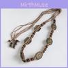 Style Metal Bohemian And Wooden Bead Decor Women Casual Woven Belt Daily For