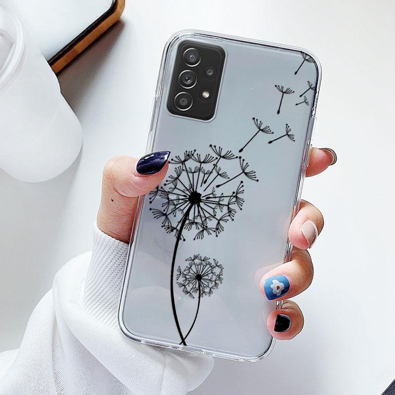 Phone Case For Samsung A52s A52 Floral Silicon Cover For Samsung Galaxy A52 Fundas Coque Transparent Soft Capas Flower TPU