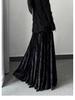 Chinese Style Velvet High-Waisted Ankle-Length Skirt for Autumn/Winter