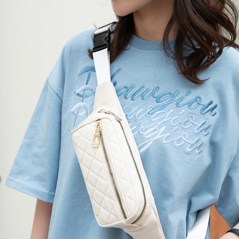 Women Plaid Waist Bag Female Canvas Waterproof Belt Bags Designer Crossbody Chest Bag Ladies  Fanny Pack
