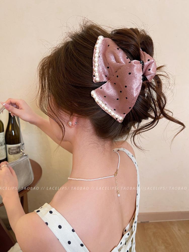 Pearl Velvet Grab Clip Women's Hair Accessories Hairpin Back of Head Disc Hair Shark Clip Retro Temperament Accessories