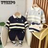 Children's Clothing Children's Hoodie Set Autumn Casual Polo Shirt Embroidered Boys' Autumn Hoodie Two-piece Set