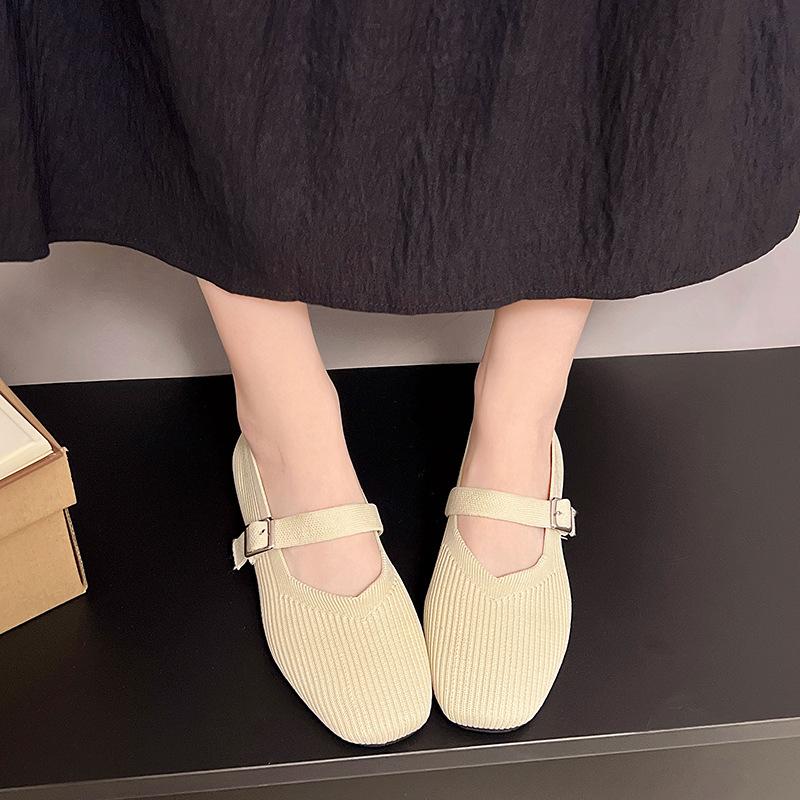 Daily Comfortable Simple Classic Solid Color Flat-soled Knitted Shoes Soft Sole One Pedal Single Shoes Women