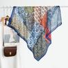 Atmosphere Blue Cashew Flower Silk Scarf 91 Series Neck Large Square Scarf Women's Scarf Seaside Baotou Scarf Sunscreen Shawl