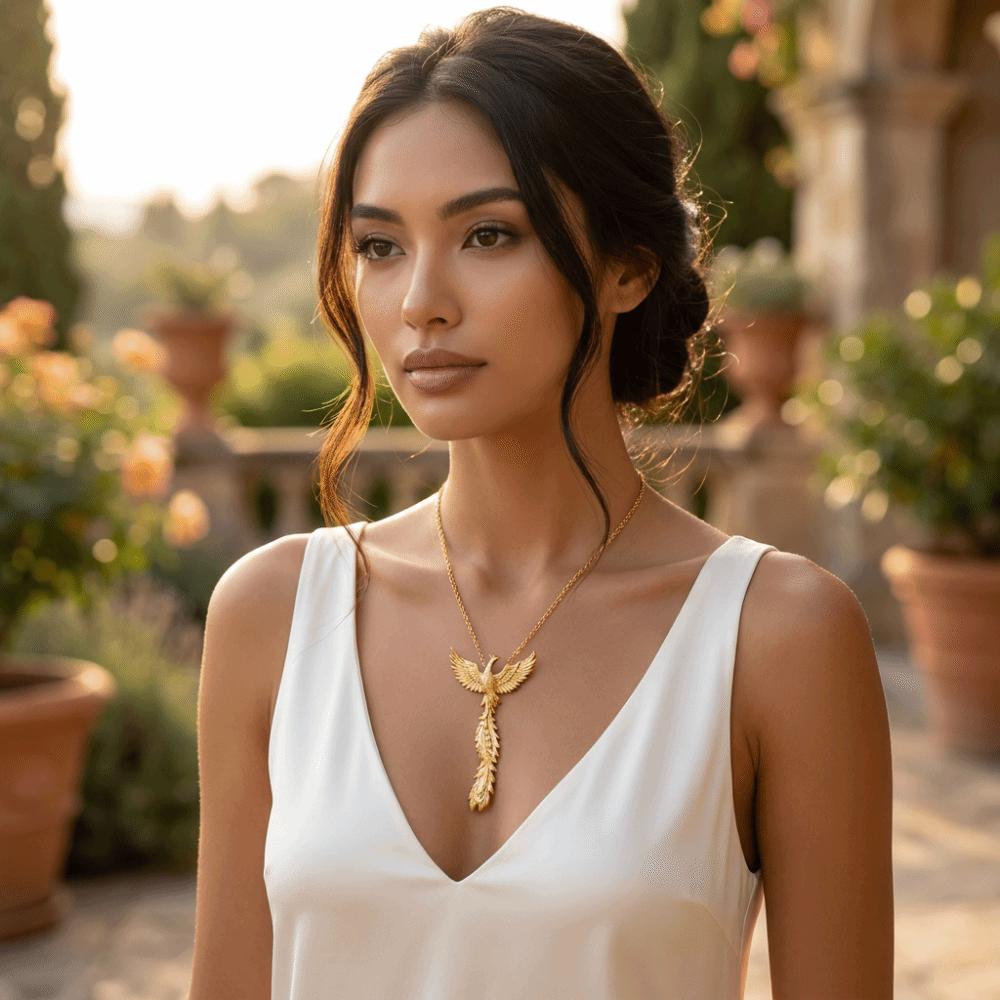Exaggerated Phoenix Wings Necklace Gold Color Jewelry Set New Long Tassel Earrings Women