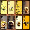Happy Lovely Yellow Bee Phone Case For Samsung S24,S21,S22,S23,S30,Ultra,S20,Plus,Fe,Lite,Note,10,9,5G Black Soft Cover