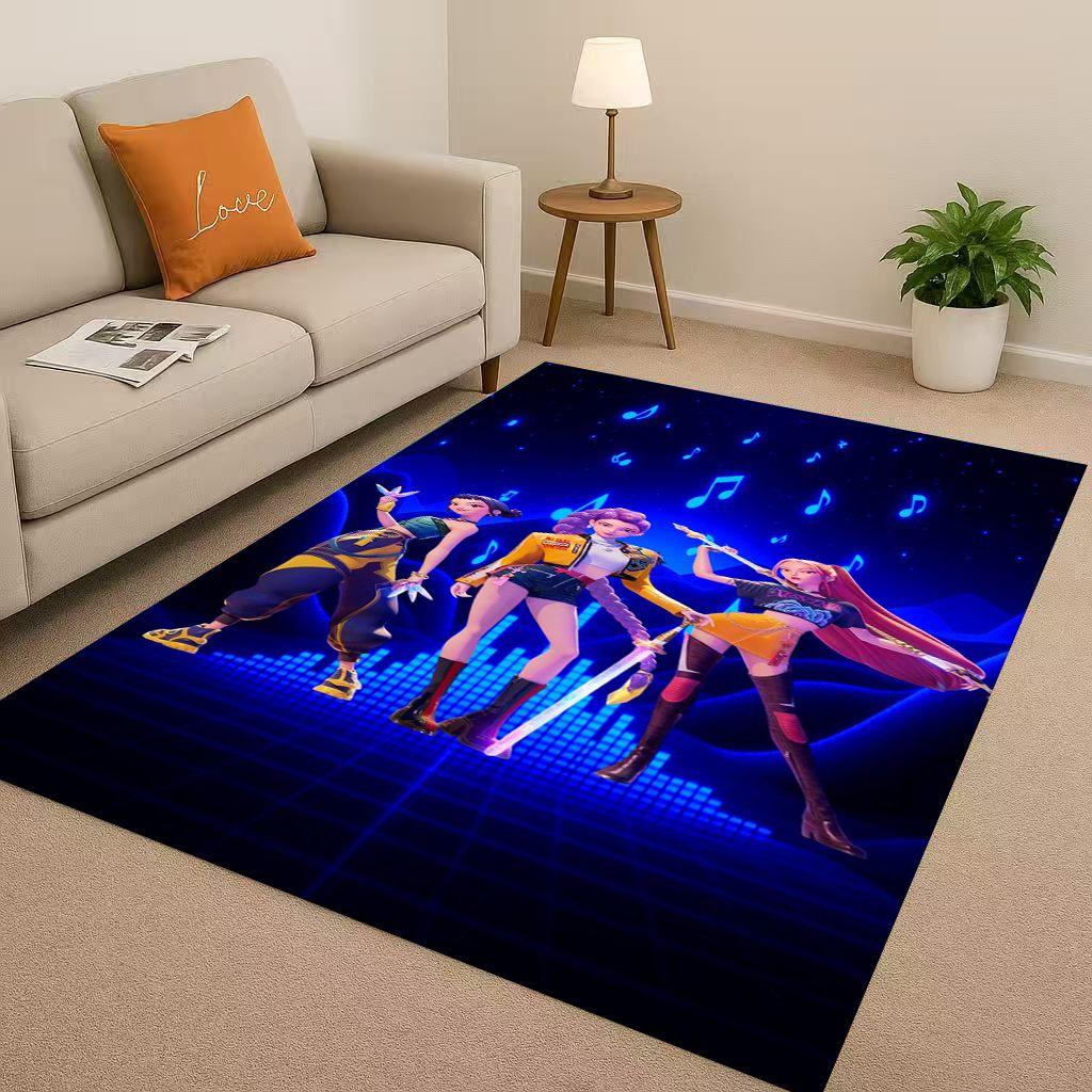 3D Cartoon Kpop Demon Hunters Zoey Rumi Mira Living Room Non-Slip Area Rug Carpet for Bedroom Playroom Sofa,Home Decor Doormat
