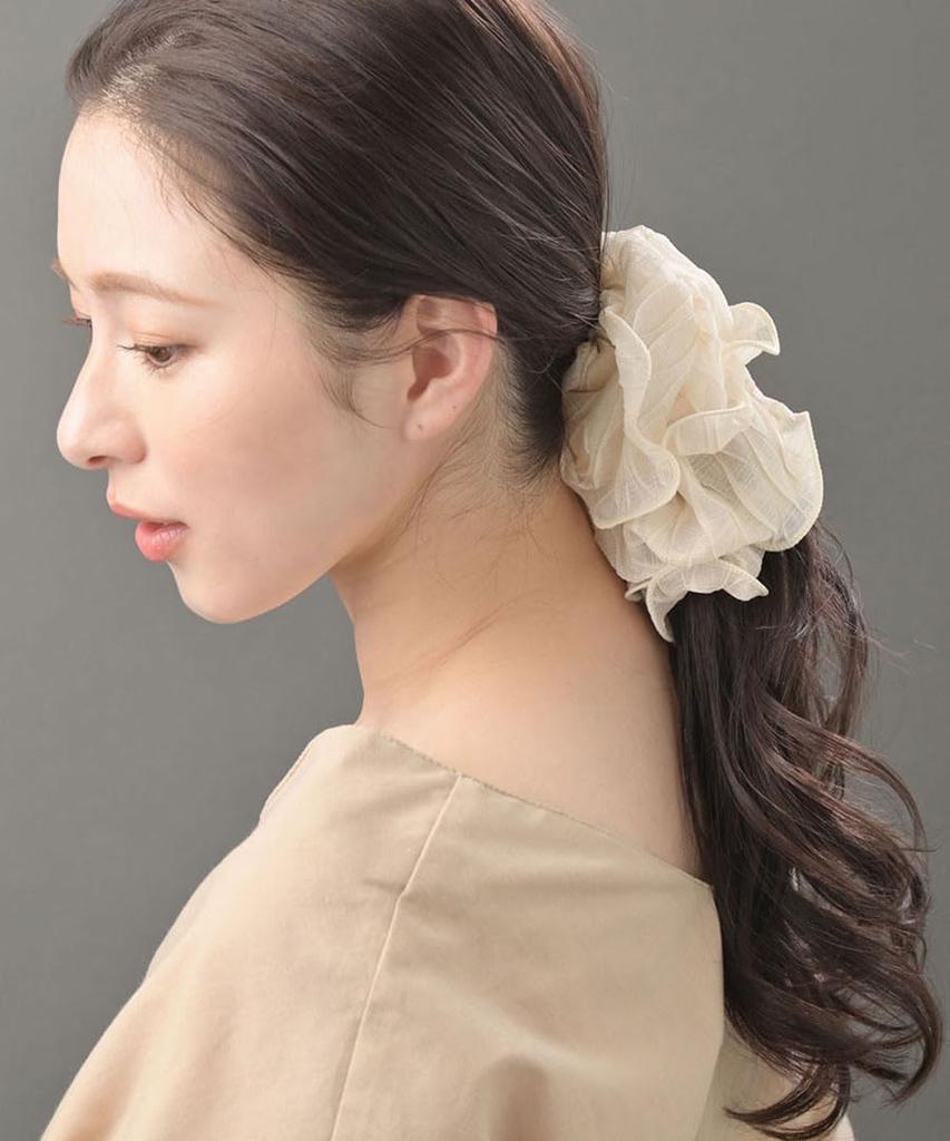 VINGTAINE Chiffon Scrunchie Hair Accessory for Lightweight and Easy to Hair Women, Style, Tie, HS-210-IV