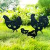 4pcs Garden Rooster Hen Chick Metal Decorative Creative Yard Chicken Family Insert Card Lawn Chicken Garden Plug Craft