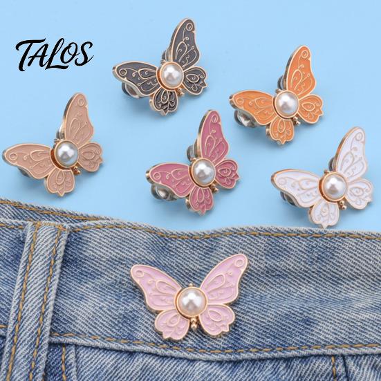 Strong Metal Waist Clip Pants Tighteners No-Sewing Butterfly Flower Buttons Pins Adjustable Snug Fit Jeans Accessory Buckle Extender for Loose Skirts
