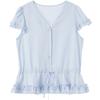 BETU Women's Summer Slim-Fit Short-Sleeve V-Neck Shirt with Adjustable Waist