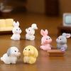 24 Pcs Mini Rabbits Easter Bunny Resin Bunny Figurines Mini Lop Bunny Mini Animals Fairy Garden Miniature Moss Landscape Ornaments For Easter Egg Fill