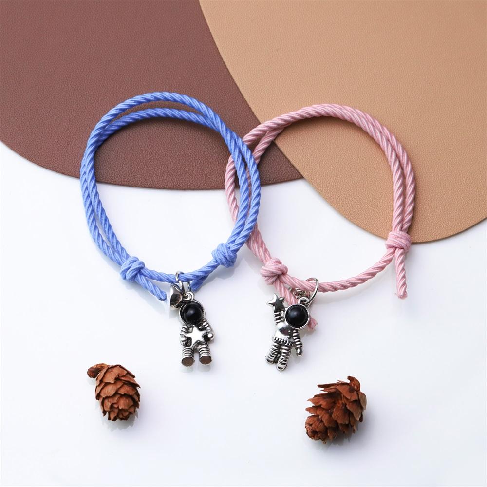 Band Couple Bracelet Magnet Paired Rubber for Lovers Distance Bracelet Women Men Braided String Bracelet Friendship Jewelry Gift