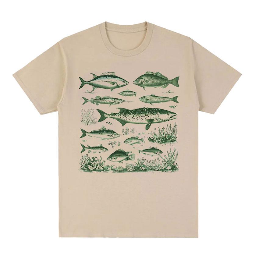 Funny Fish Diagram Meme Graphic T Shirt Men Women Retro High Quality Fashion T-shirts Tops Casual 100% Cotton Oversized T-shirt