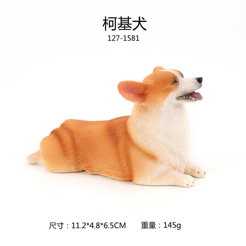 Cute Miniature Animal Model of Solid Welsh Corgi Dog with Short Legs, Lifelike Corgi Figurine for Home Decoration