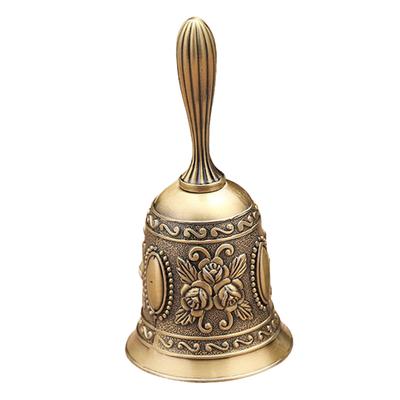 Metal Hand Bell Loudly Sound Rustproof Vintage Style Exquisite Engraved Hand Bell Hand Dinner Bell for Training Pets