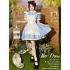 Cute Lace Maid Outfit Short Blue and Includes Apron and Cosplay Perfect for Photo and More [ChicFlow] Set, Sleeves, Ruffles, White, Headband, Uniform,