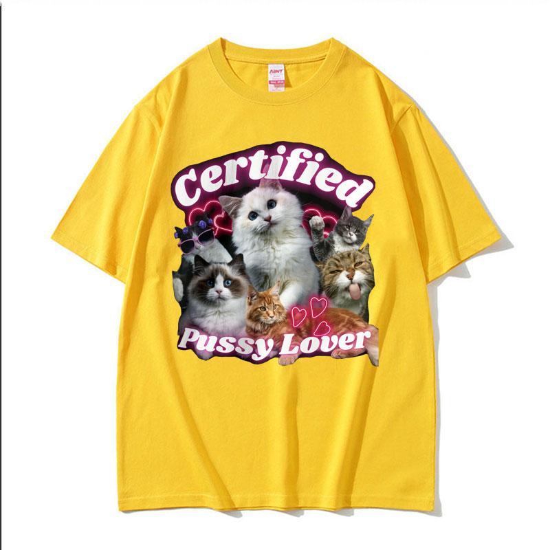 Funny Certified Cute Cat Lover Meme Tee Shirt Men Women Fashion Aesthetic Short Sleeve T Shirt Summer Casual Cotton Tshirt Tops