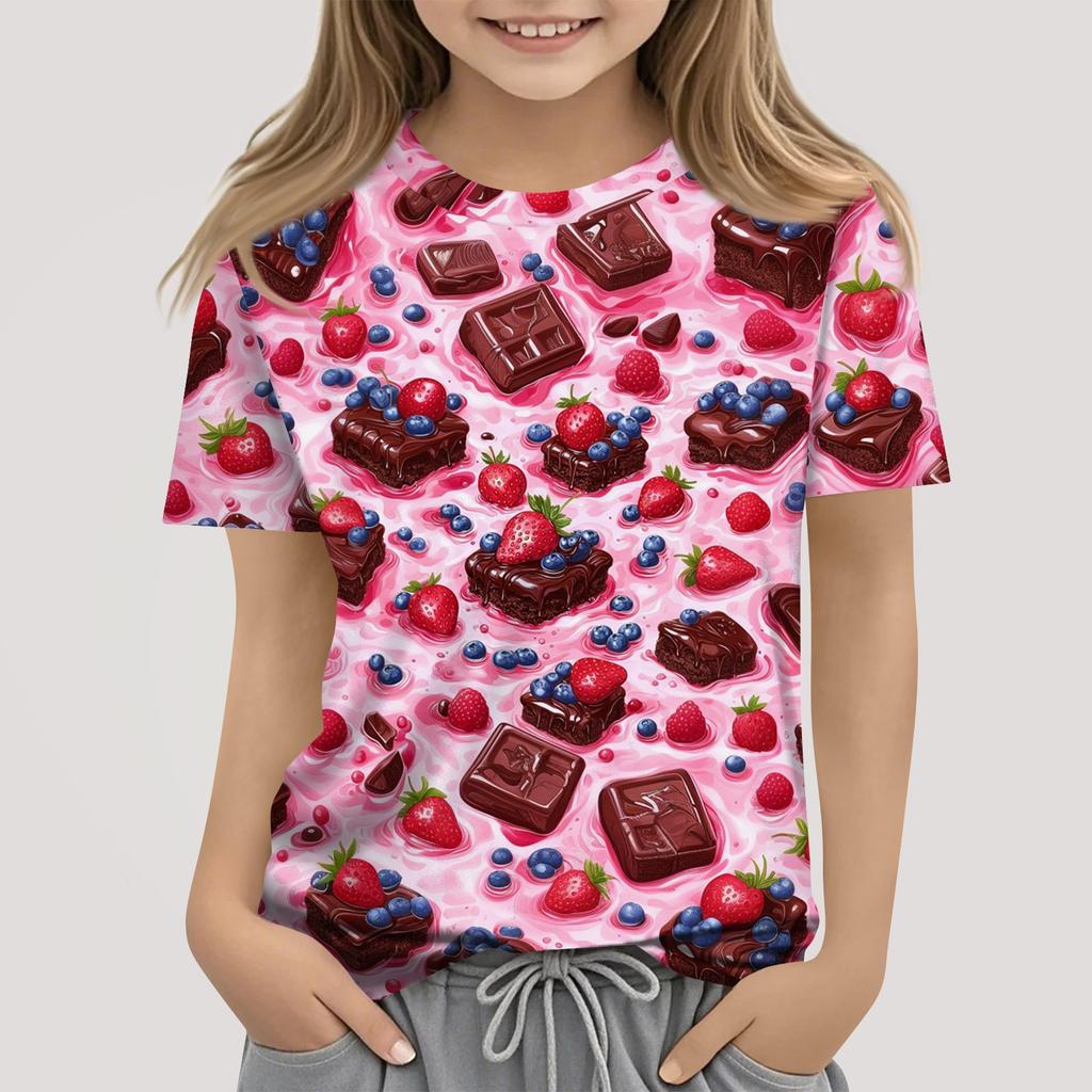 Kinder Mode Lässig Kurzarm Tier Floral Print Rundhals T-Shirt Top