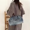 Niche denim tote bag new casual trend fashion chain oblique span shoulder bag simple versatile bag women