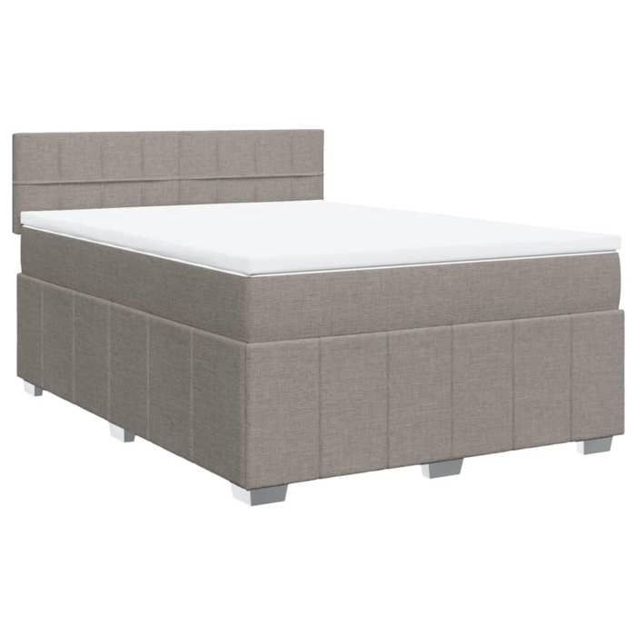 VidaXL Slatted Bed Base with Mattress Taupe 160x200 Cm Fabric 3289423