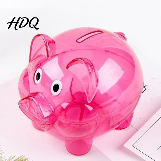 Plastic Piggy Bank Unbreakable for Kids Transparent Pig Shape Cash Coin Decorative Money Holder Bank Saving Jar Box Nursery Bedroom Decor Cartoon