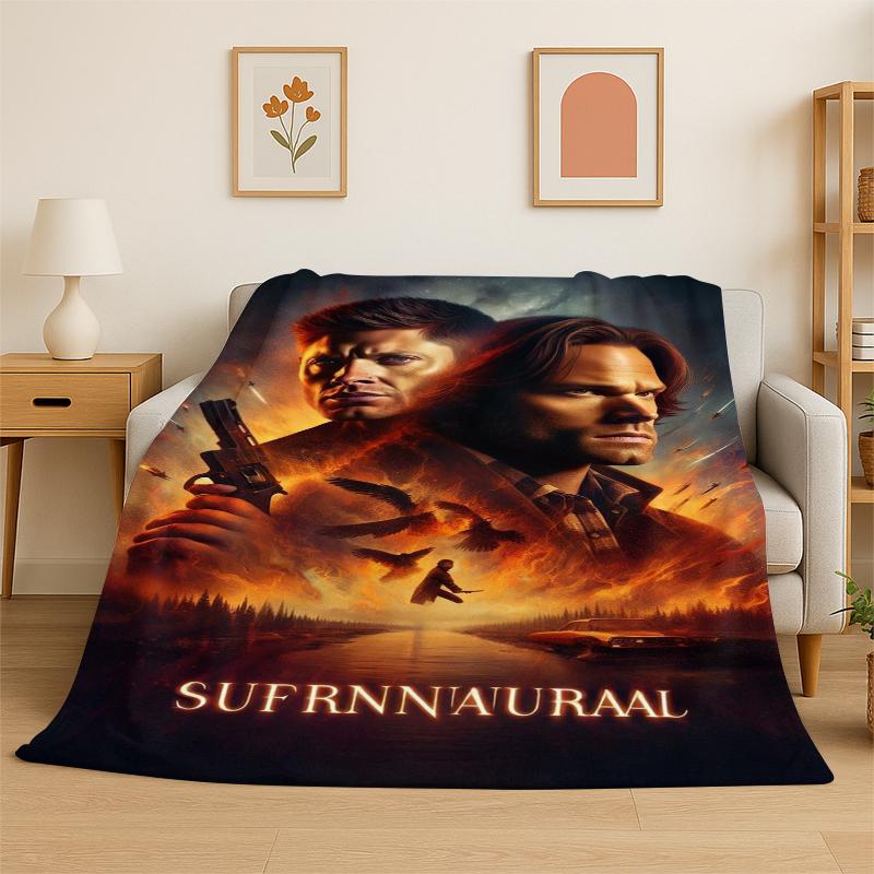 SPN Supernatural Dean Sam TV Flannel Blanket Soft Warm Throw Blanket for Bedroom Living Room Bed Travel Camping Picnic Kid