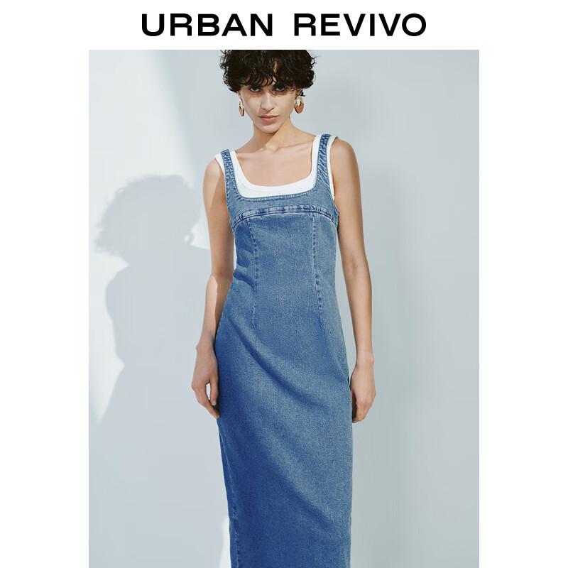 

UR Women s Retro Faux Two-Piece Denim Dress M